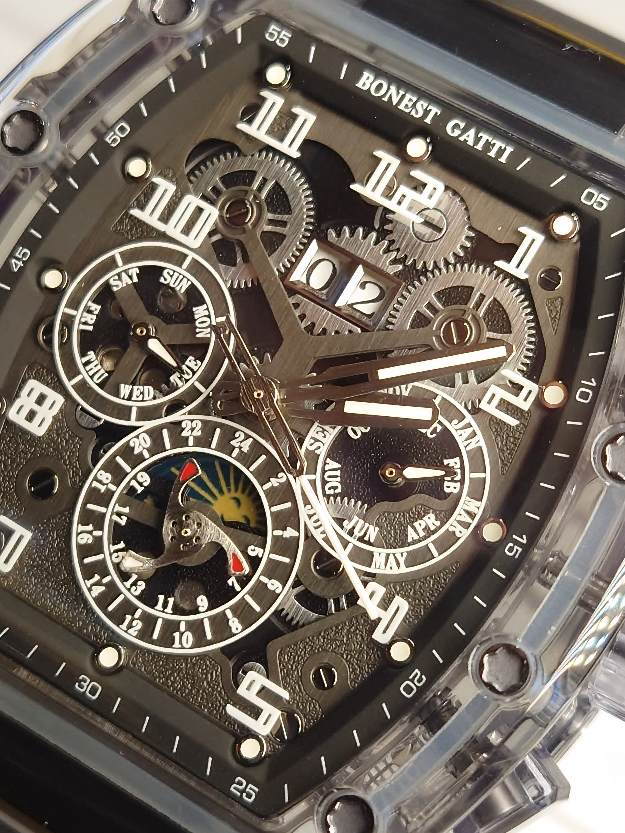 Bonest Gatti 酒桶形水晶多功能自動錶 BG6006-R2