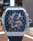 Bonest Gatti 現貨發售龍雕刻水晶自動錶 銀色 BG5605-A1 膠帶