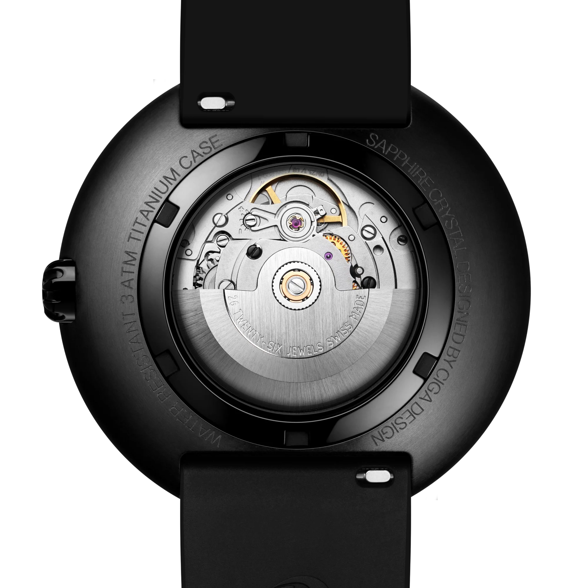 case back CIGA design X LABEL NOIR AUTOMATIC WATCH BLUE PLANET II · BLACK STAR EDITION