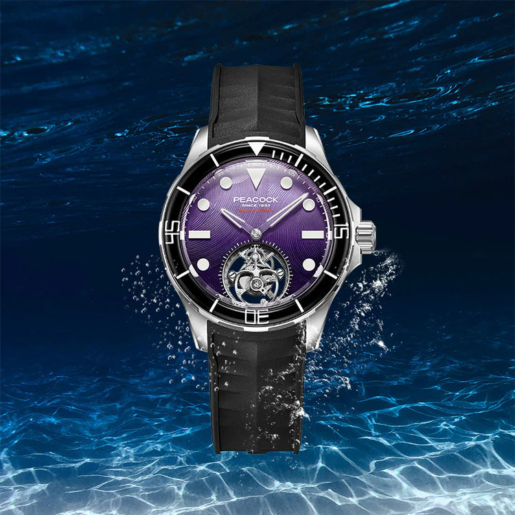 Peacock HAIYI Tourbillon Watch Diver [Limited Edition] - 孔雀海翼陀飛輪潛水錶 [限量版] - PFG0601.03 Purple