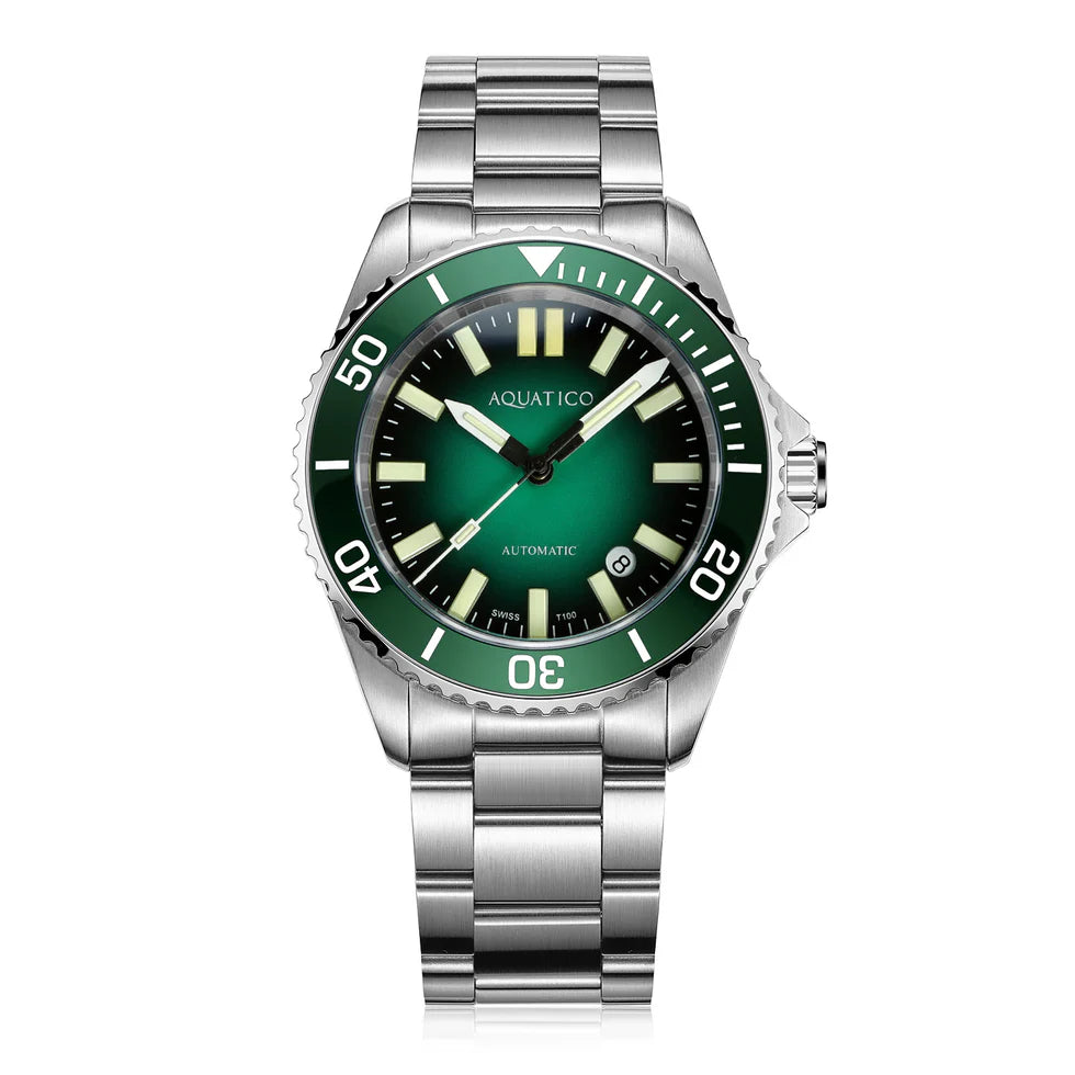 Aquatico Super Ocean Tritium T100 氣燈 潛水機械錶 Green Dial