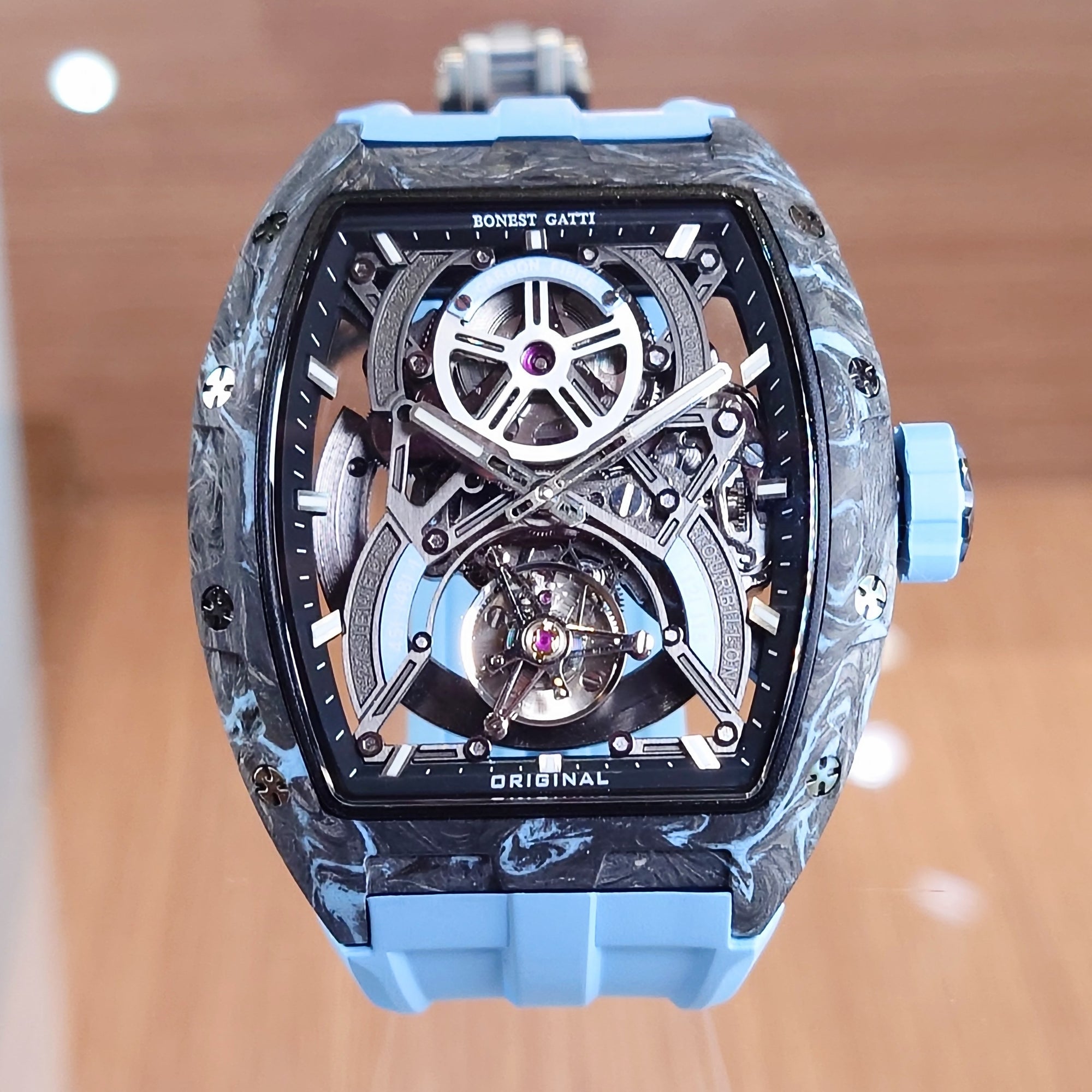 Bonest Gatti 現貨發售 酒桶形碳纖維自動陀飛輪手錶 BG7003-R4 BE