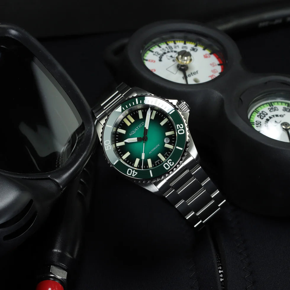 Aquatico Super Ocean Tritium T100 氣燈 潛水機械錶 Green Dial