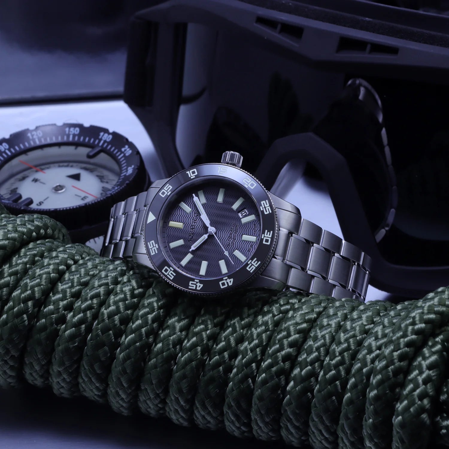 Aquatico Sea Dragon Tritium T100氣燈 潛水機械錶  Grey Dial
