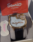 SANRIO Hello Kitty 貝殼水晶石英錶 LK681LRWW 黑色錶帶
