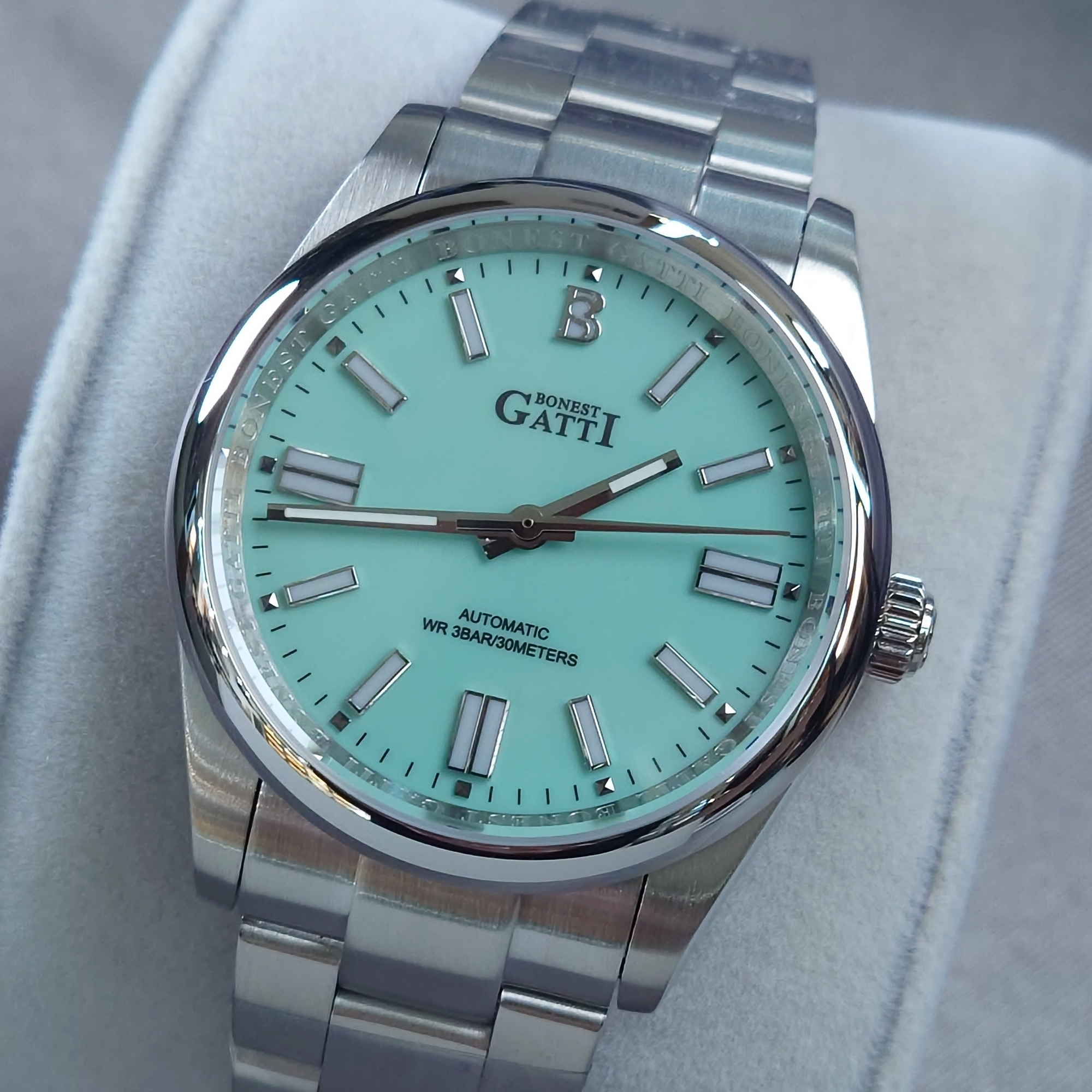 Bonest Gatti 隱藏錶面馬年特別版自動錶 BG8015-S2 粉藍