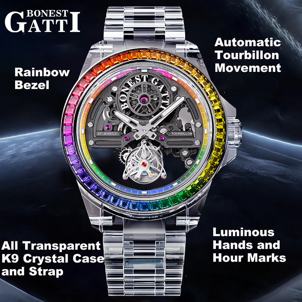 Bonest Gatti 72-Hour Rainbow Crystal Automatic Tourbillon BG7007-G1