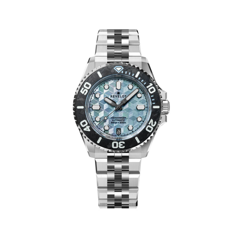 Revelot Hexmariner 39 Sky Blue CNC Guilloche MOP - R12-16LCB1B3 &amp; S20-1B1BB6