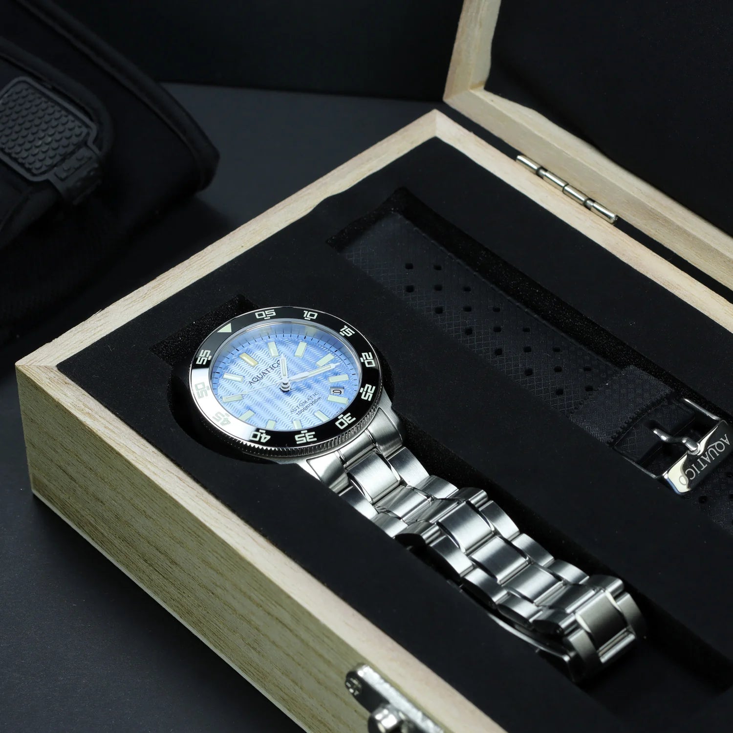 Aquatico Sea Dragon Tritium T100氣燈 潛水機械錶  Light Blue