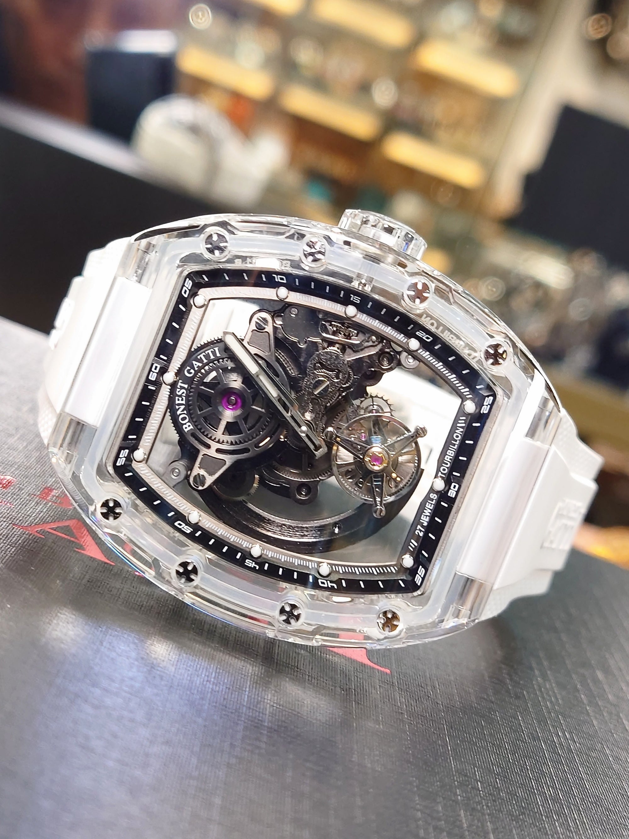 【Bonest Gatti 現貨發售全透視自動陀飛輪】BG7001-R1