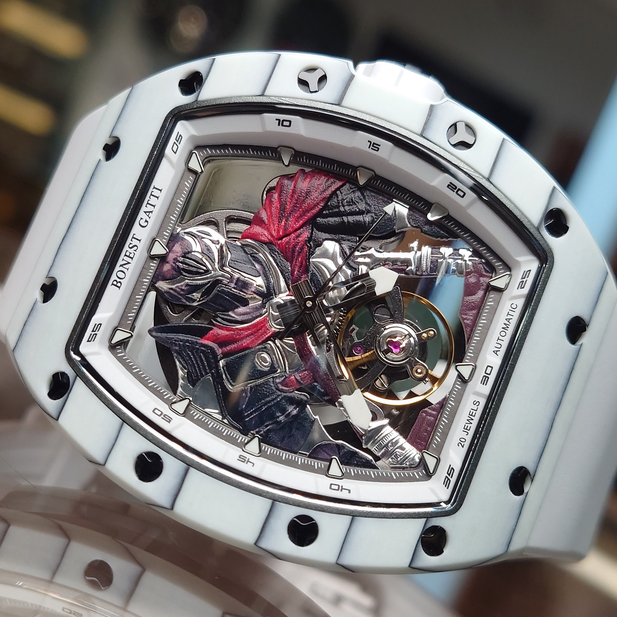 Bonest Gatti 現貨發售 酒桶形夜光碳纖維自動錶 斯巴達勇士-BG9009-R1