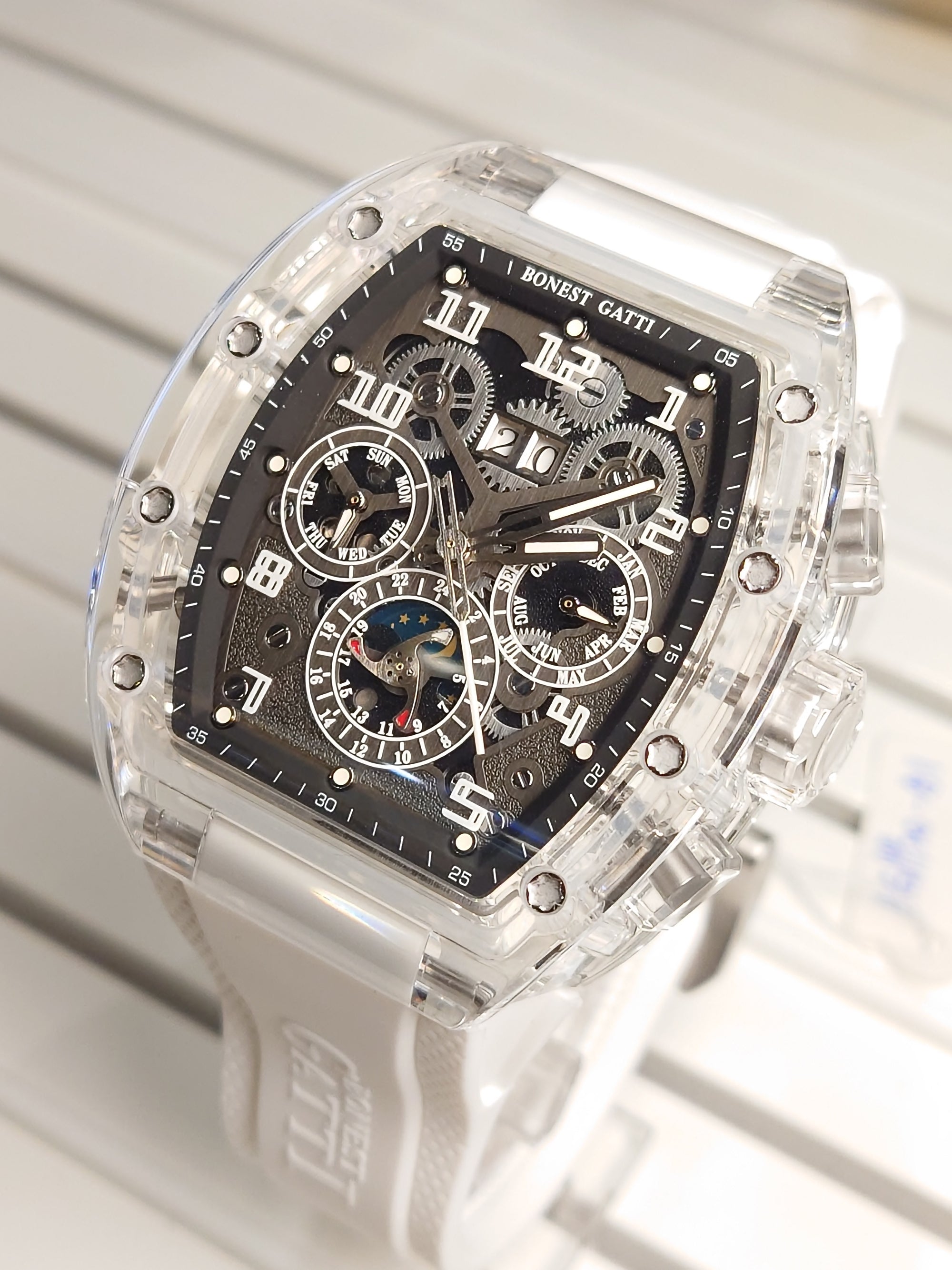 Bonest Gatti 酒桶形水晶多功能自動錶 BG6006-R1