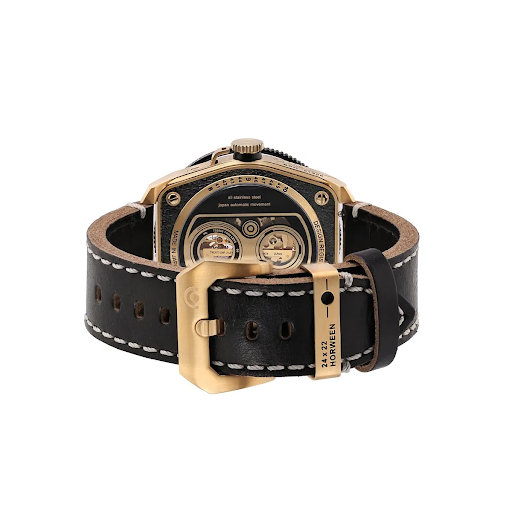 TACS ATL 復古黑金雙鏡頭自動錶 Automatic Twin Lens Retro 2002B 黑色皮帶