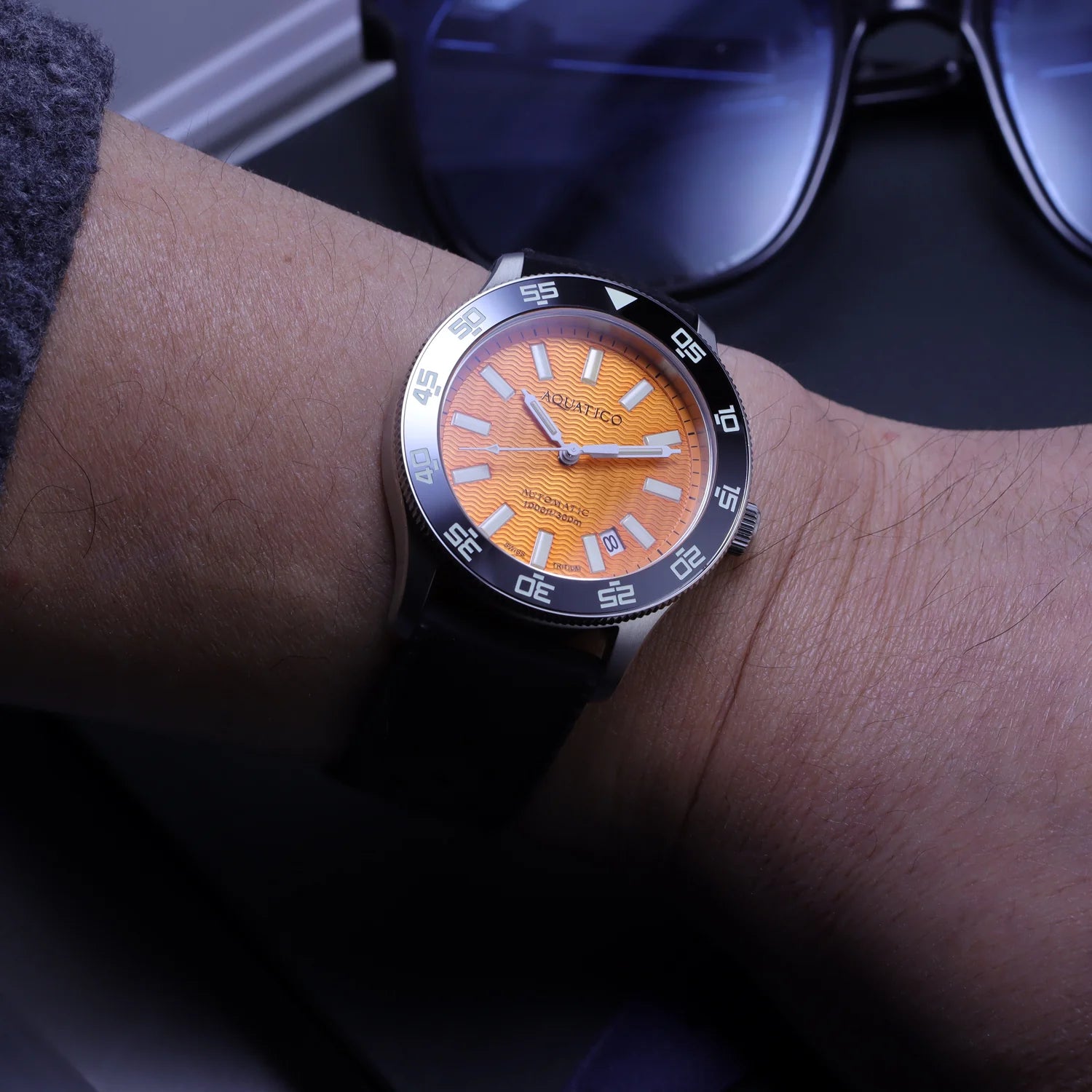 Aquatico Sea Dragon Tritium T100氣燈 潛水機械錶  Orange Dial