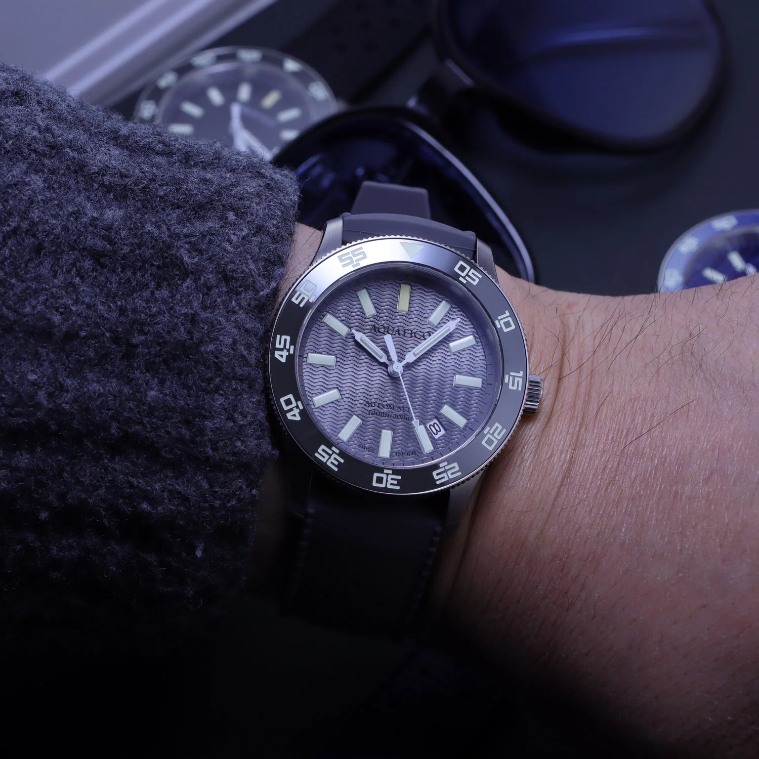 Aquatico Sea Dragon Tritium T100氣燈 潛水機械錶  Grey Dial