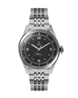 YEMA FLYGRAF Pilot automatic wristwatch with stainless steel bracelet and black dial display