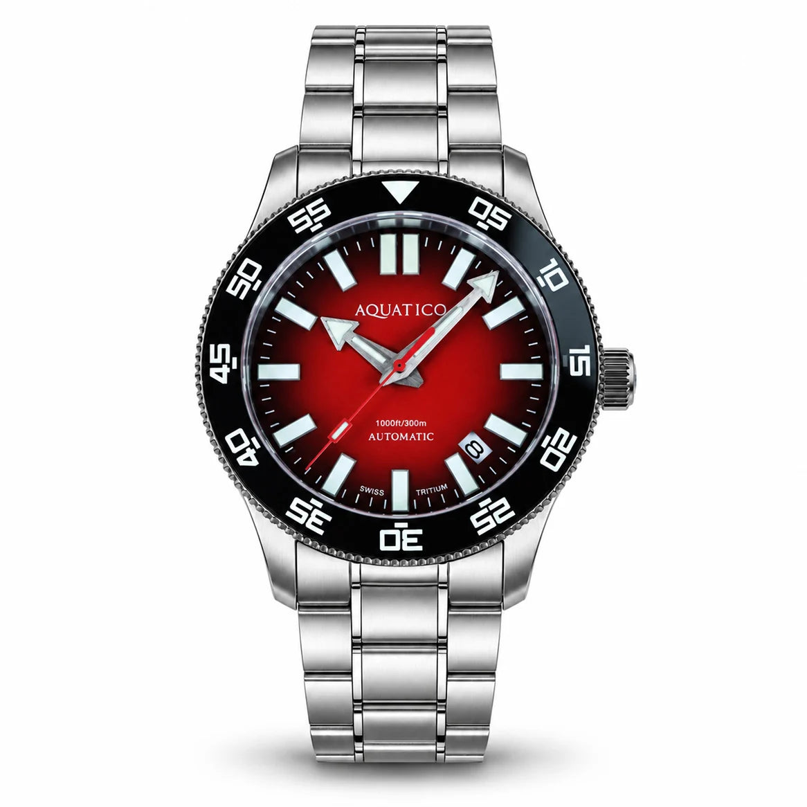 Aquatico Atlas Tritium Watch Fumé Red Dial T100氣燈潛水機械錶