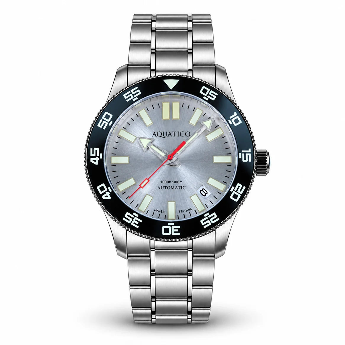 Aquatico Atlas Tritium Watch Fumé Silver Dial T100氣燈潛水機械錶