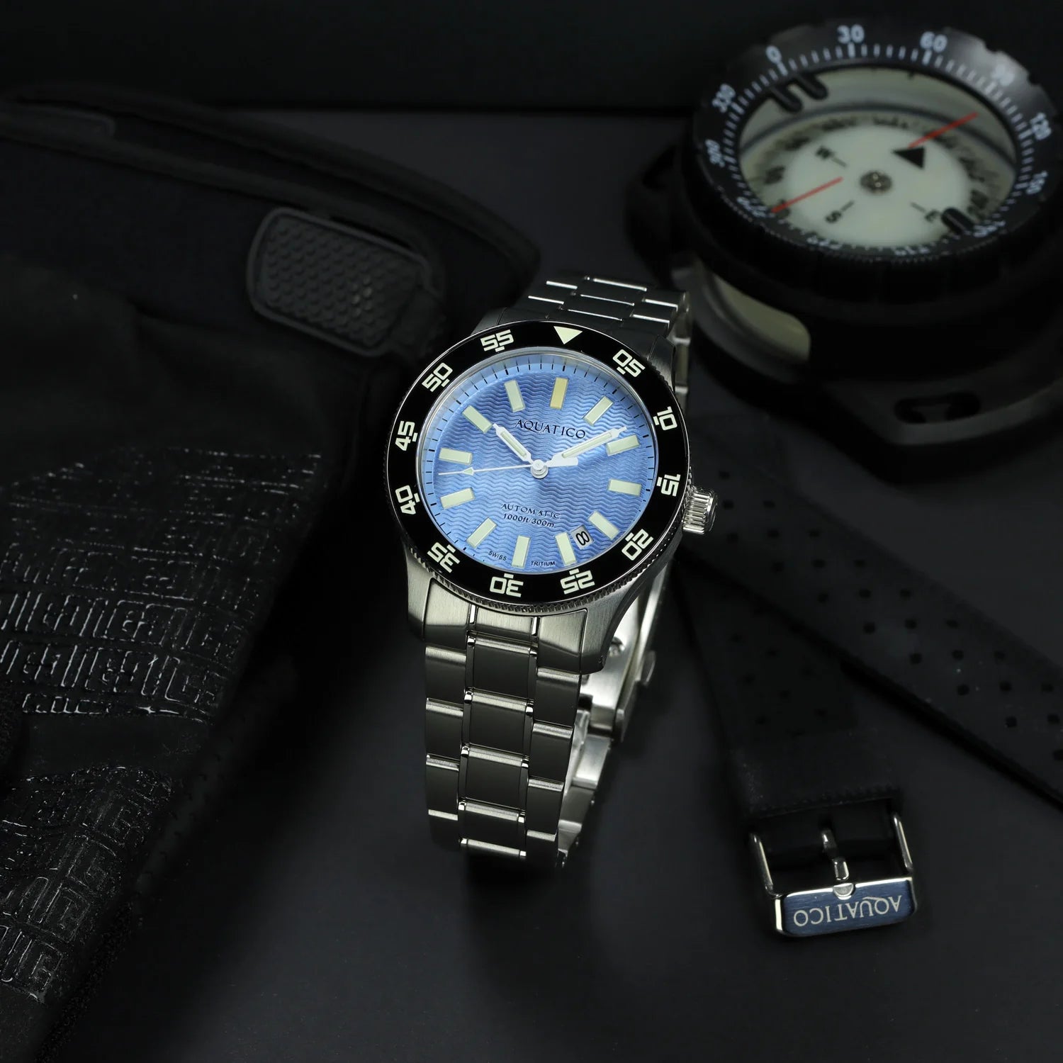 Aquatico Sea Dragon Tritium T100氣燈 潛水機械錶  Light Blue