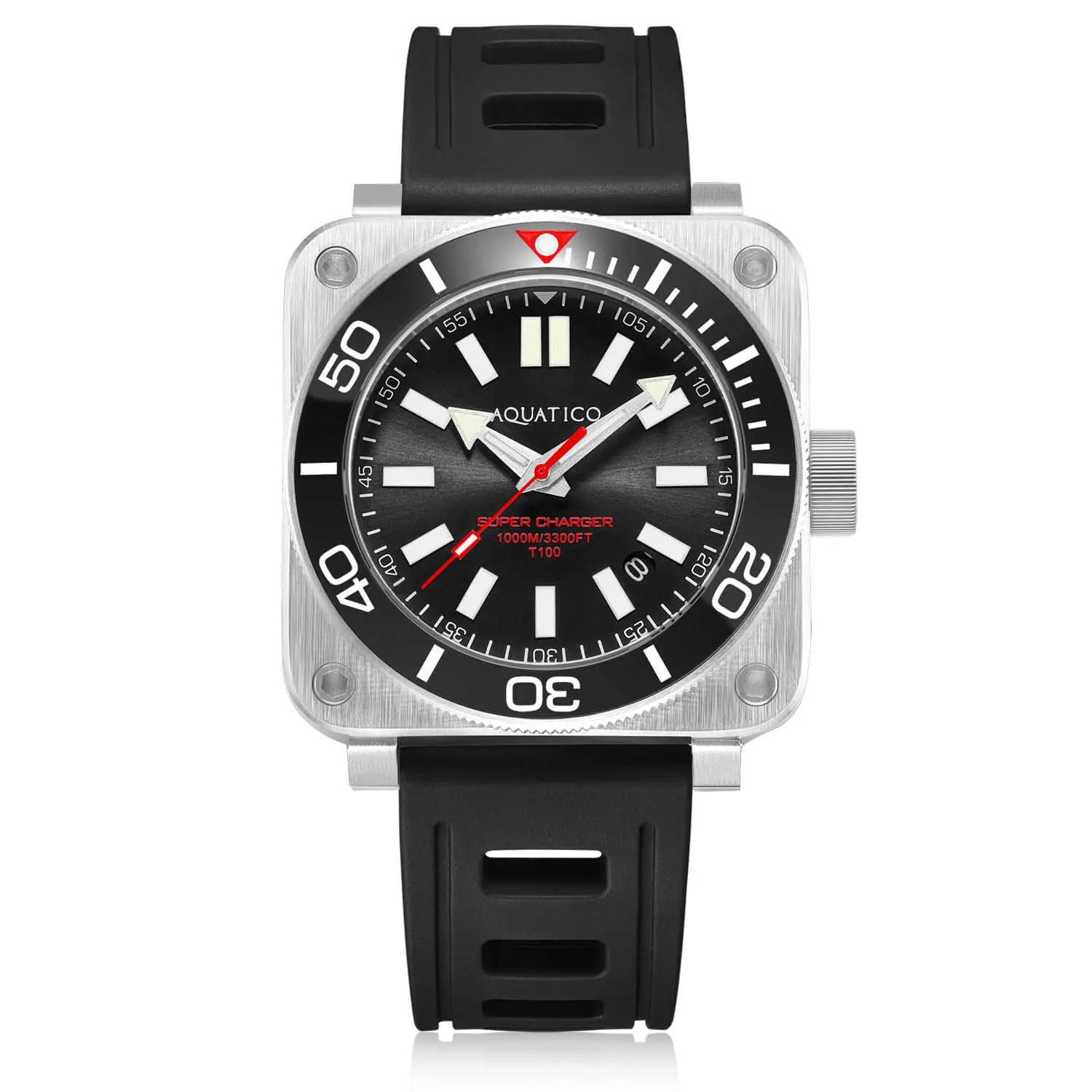 Aquatico Super Charger Steel Man Tritium T100氣燈 機械錶 Black Dial