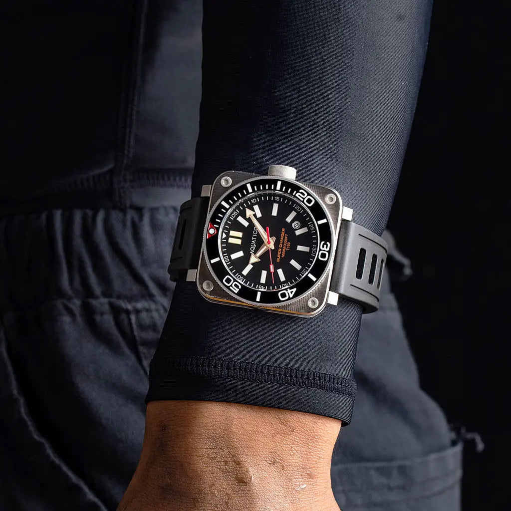 Aquatico Super Charger Steel Man Tritium T100氣燈 機械錶 Black Dial