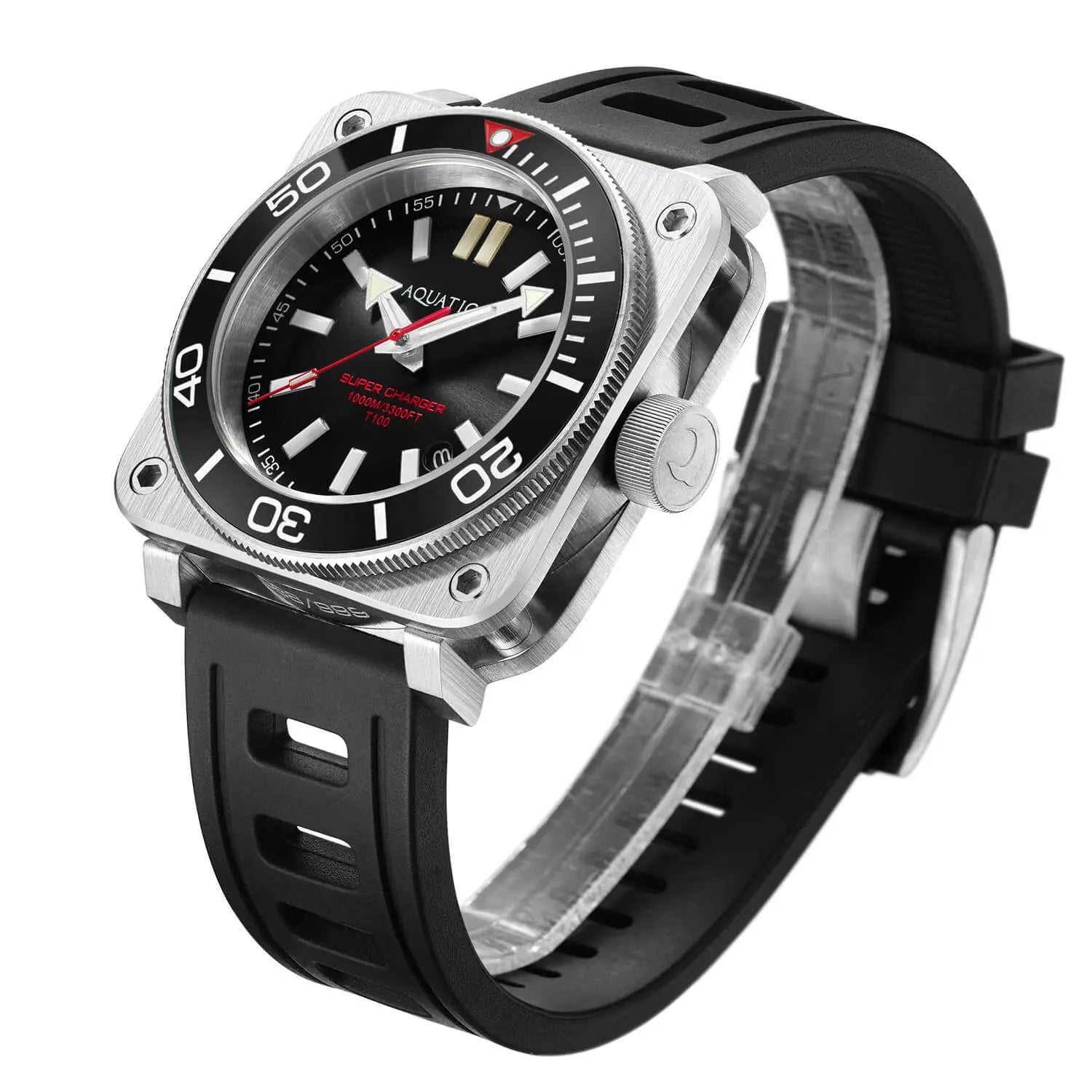 Aquatico Super Charger Steel Man Tritium T100氣燈 機械錶 Black Dial