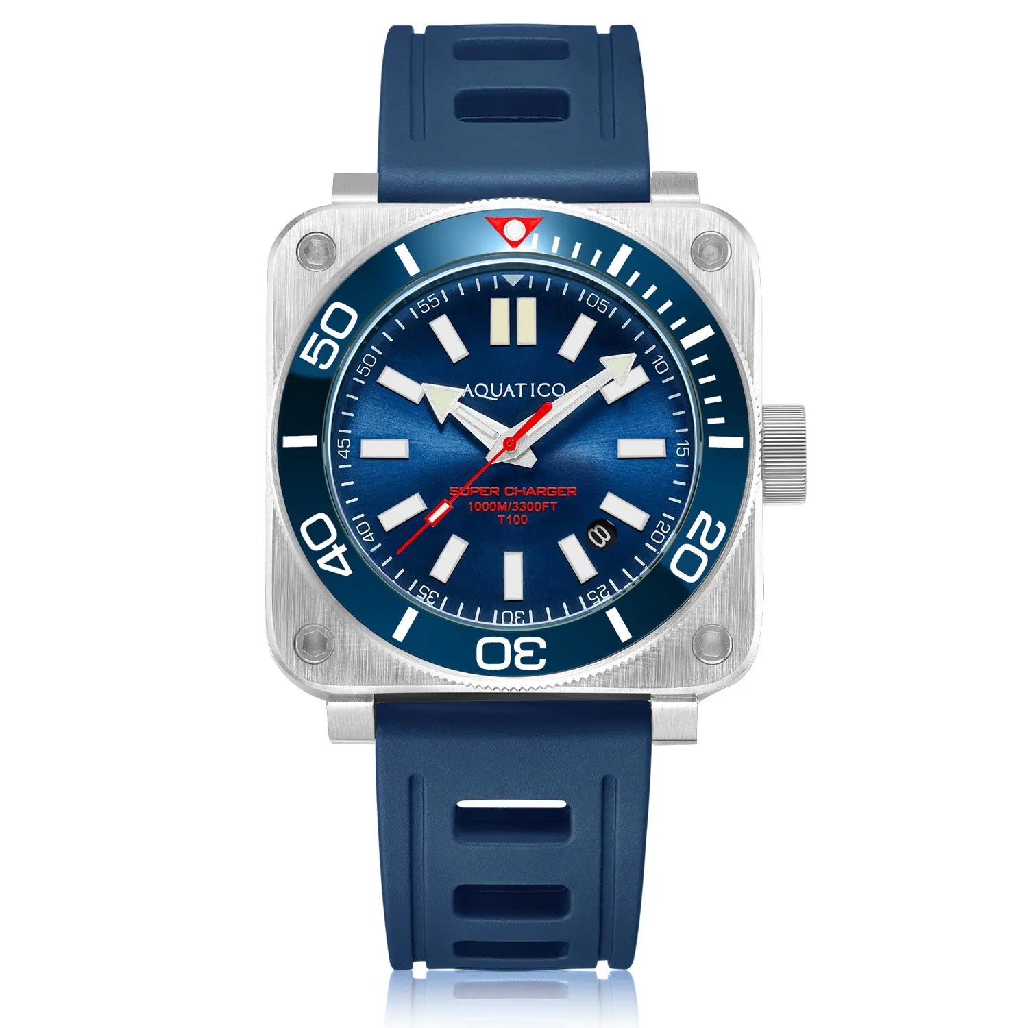 Aquatico Super Charger Steel Man Tritium T100氣燈 機械錶 Blue Dial