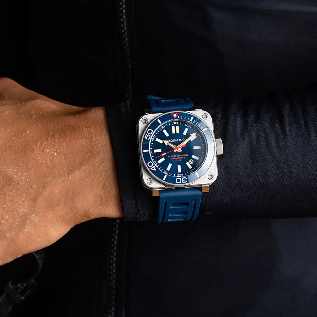 Aquatico Super Charger Steel Man Tritium T100氣燈 機械錶 Blue Dial