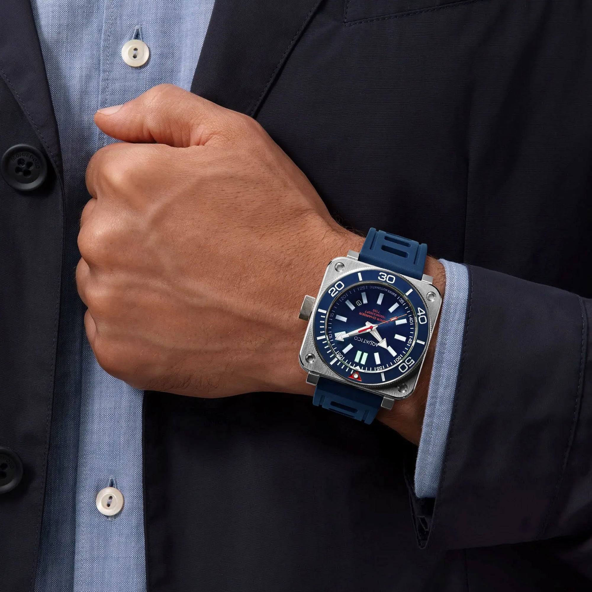 Aquatico Super Charger Steel Man Tritium T100氣燈 機械錶 Blue Dial
