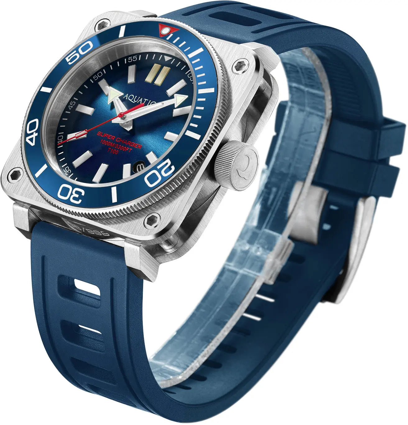 Aquatico Super Charger Steel Man Tritium T100氣燈 機械錶 Blue Dial