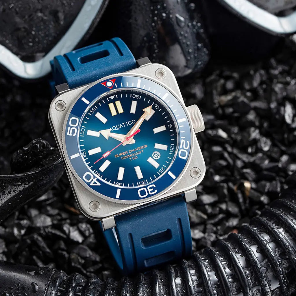 Aquatico Super Charger Steel Man Tritium T100氣燈 機械錶 Blue Dial
