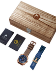 Aquatico Super Charger Bronze Tritium T100氣燈 青銅潛水機械錶 Blue Dial
