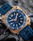Aquatico Super Charger Bronze Tritium T100氣燈 青銅潛水機械錶 Blue Dial