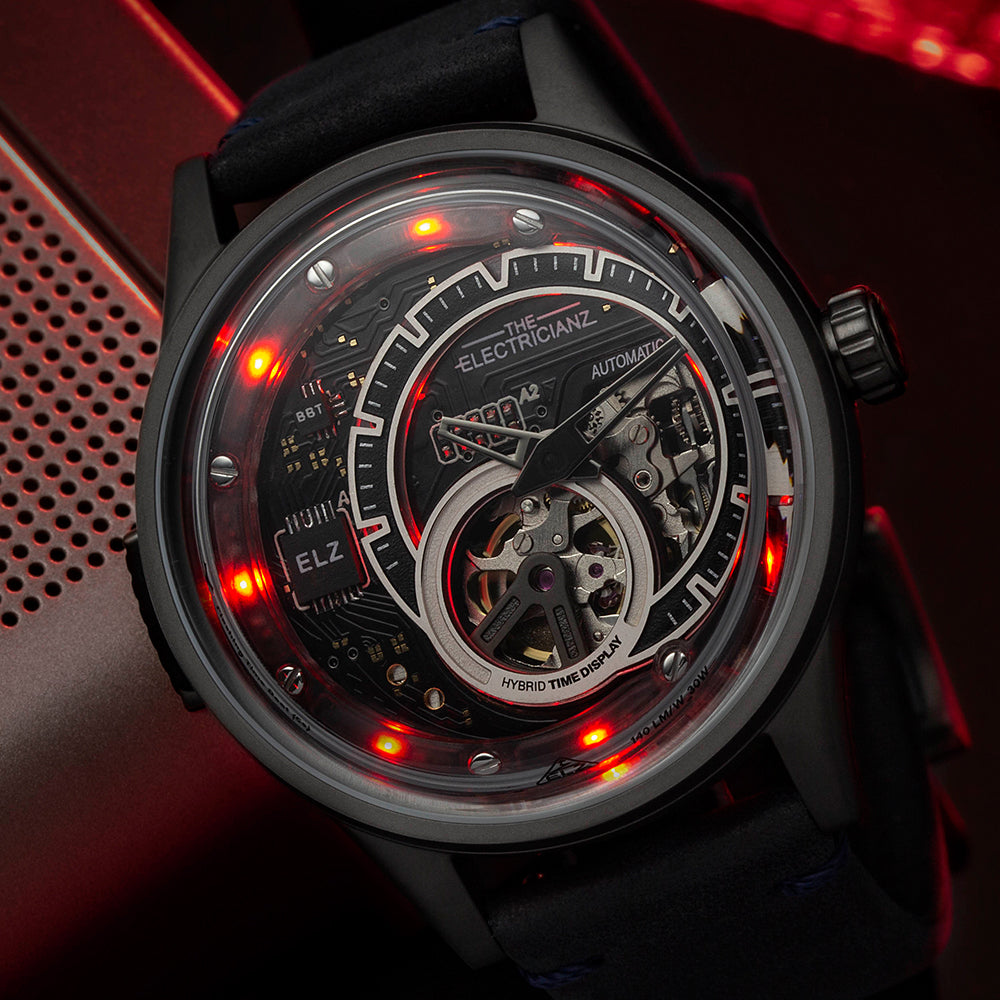 The Electricianz LED 夜燈半鏤空自動錶 Hybrid Mechanical Time Display 系列 E-Gun