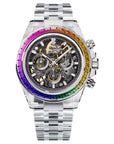 Bonest Gatti K9 Crystal + Rainbow Bezel Skeleton Chronograph Automatic - BG6009-G1