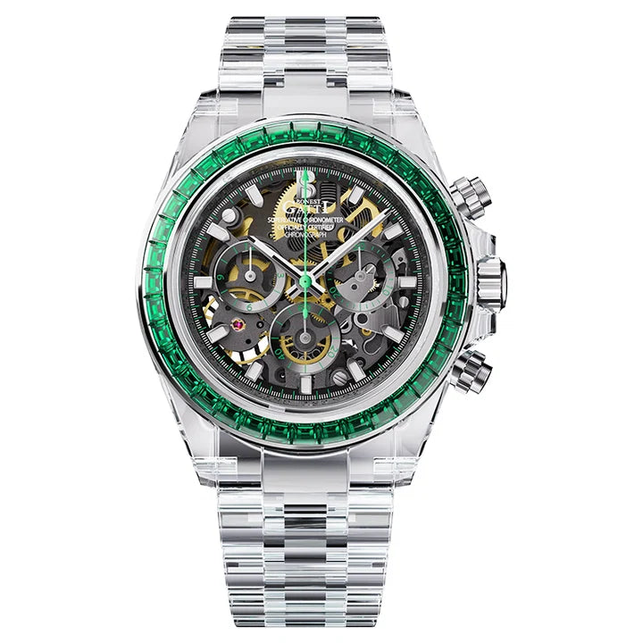 Bonest Gatti K9 Crystal + Rainbow Bezel Skeleton Chronograph Automatic - BG6009-G2