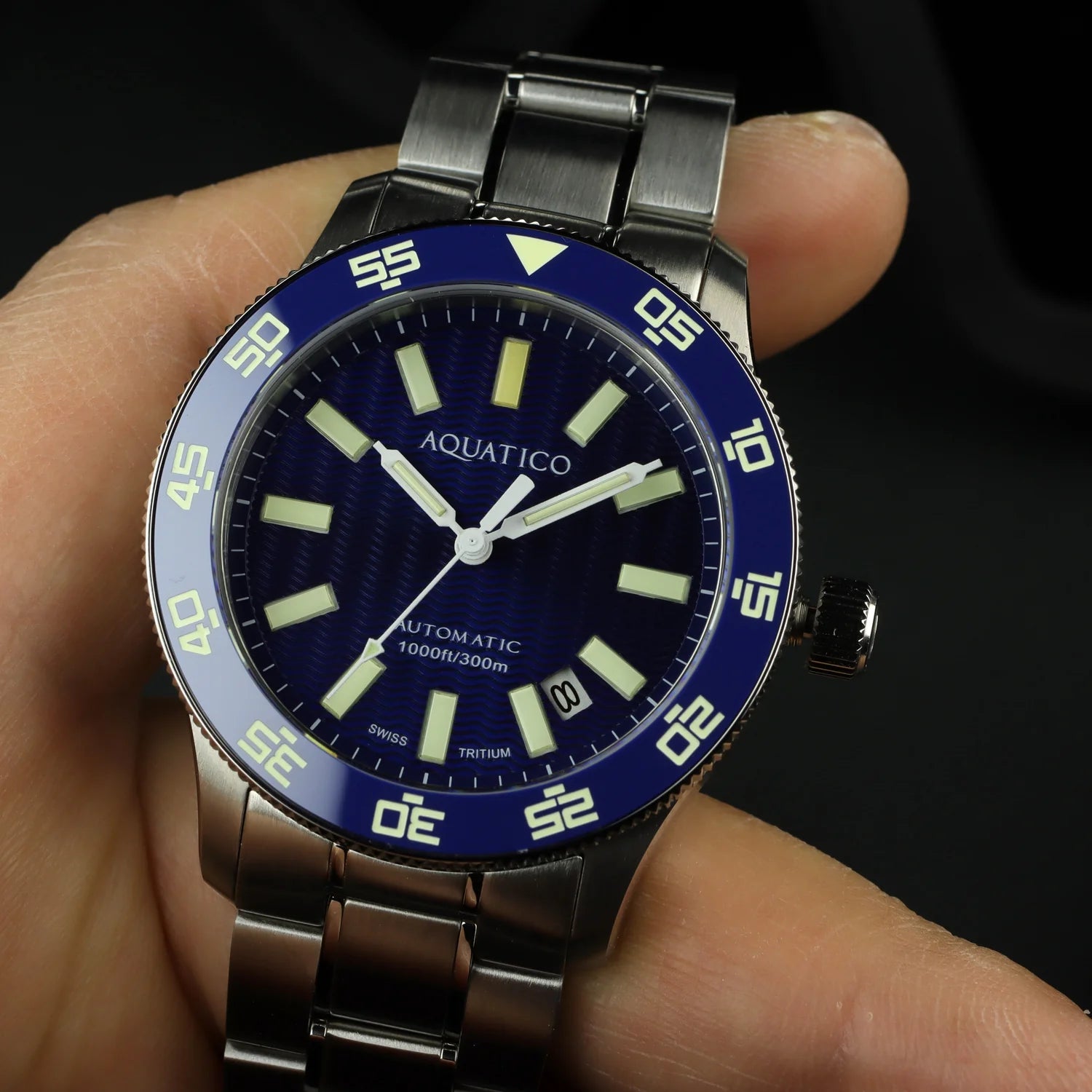 Aquatico Sea Dragon Tritium T100氣燈 潛水機械錶 Blue Dial