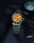 Aquatico Sea Dragon Tritium T100氣燈 潛水機械錶  Orange Dial