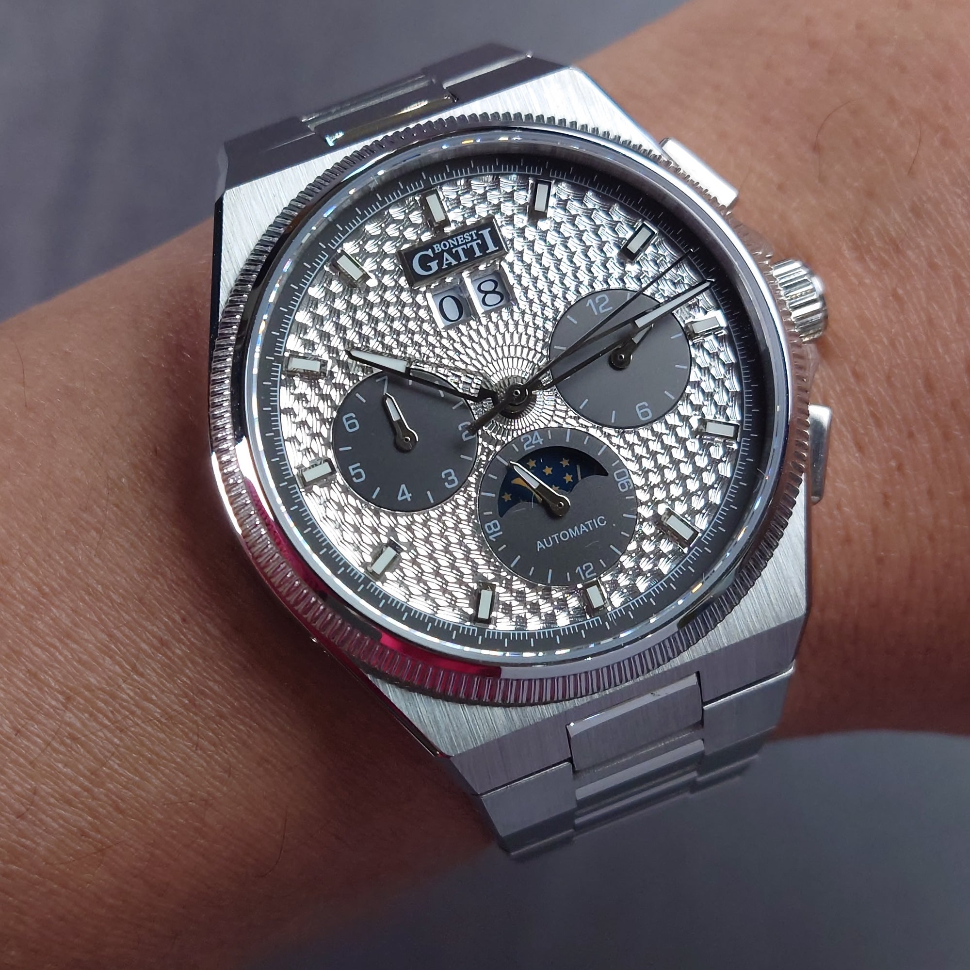 Bonest Gatti 現貨發售 多功能自動錶 BG8006-S2 WH