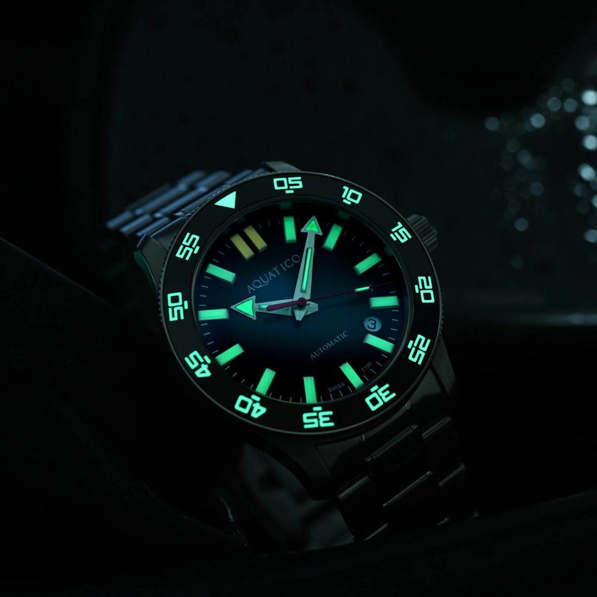 Aquatico Atlas Tritium Watch Fumé Green Dial T100氣燈潛水機械錶