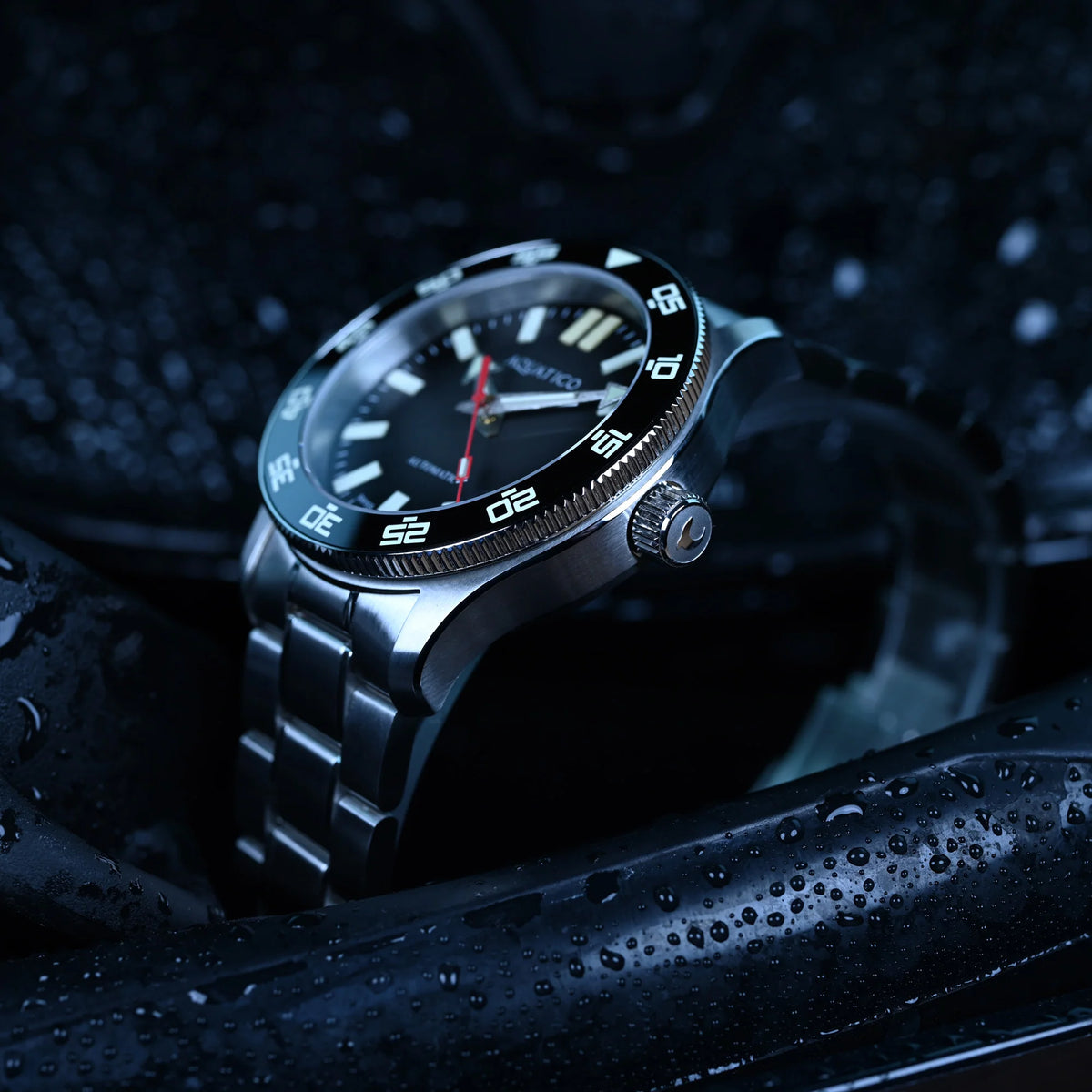 Aquatico Atlas Tritium Watch Fumé Black Dial T100氣燈潛水機械錶