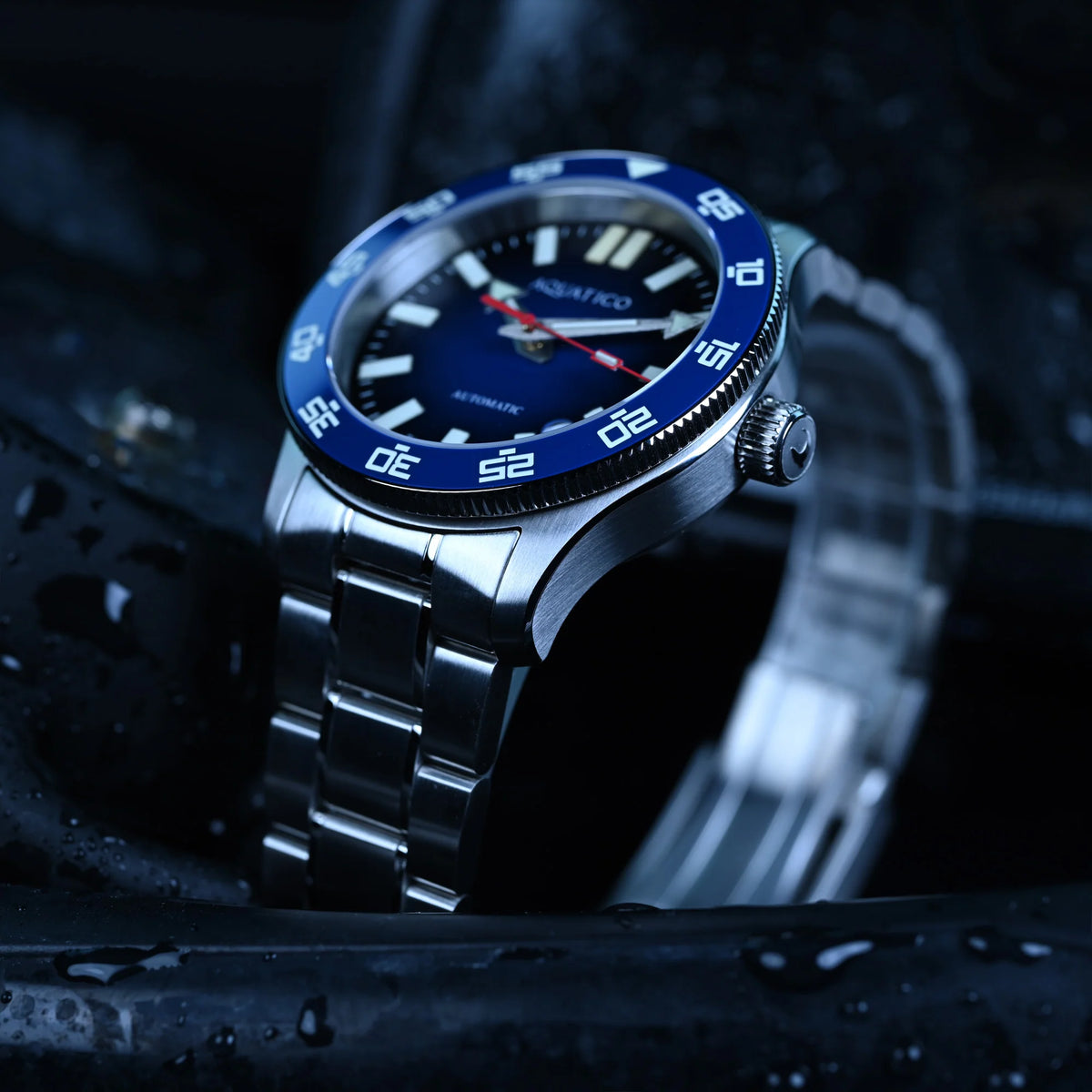 Aquatico Atlas Tritium Watch Fumé Blue Dial T100氣燈潛水機械錶