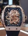 Bonest Gatti 現貨發售龍雕刻水晶自動錶 金色 BG5605-A2 膠帶