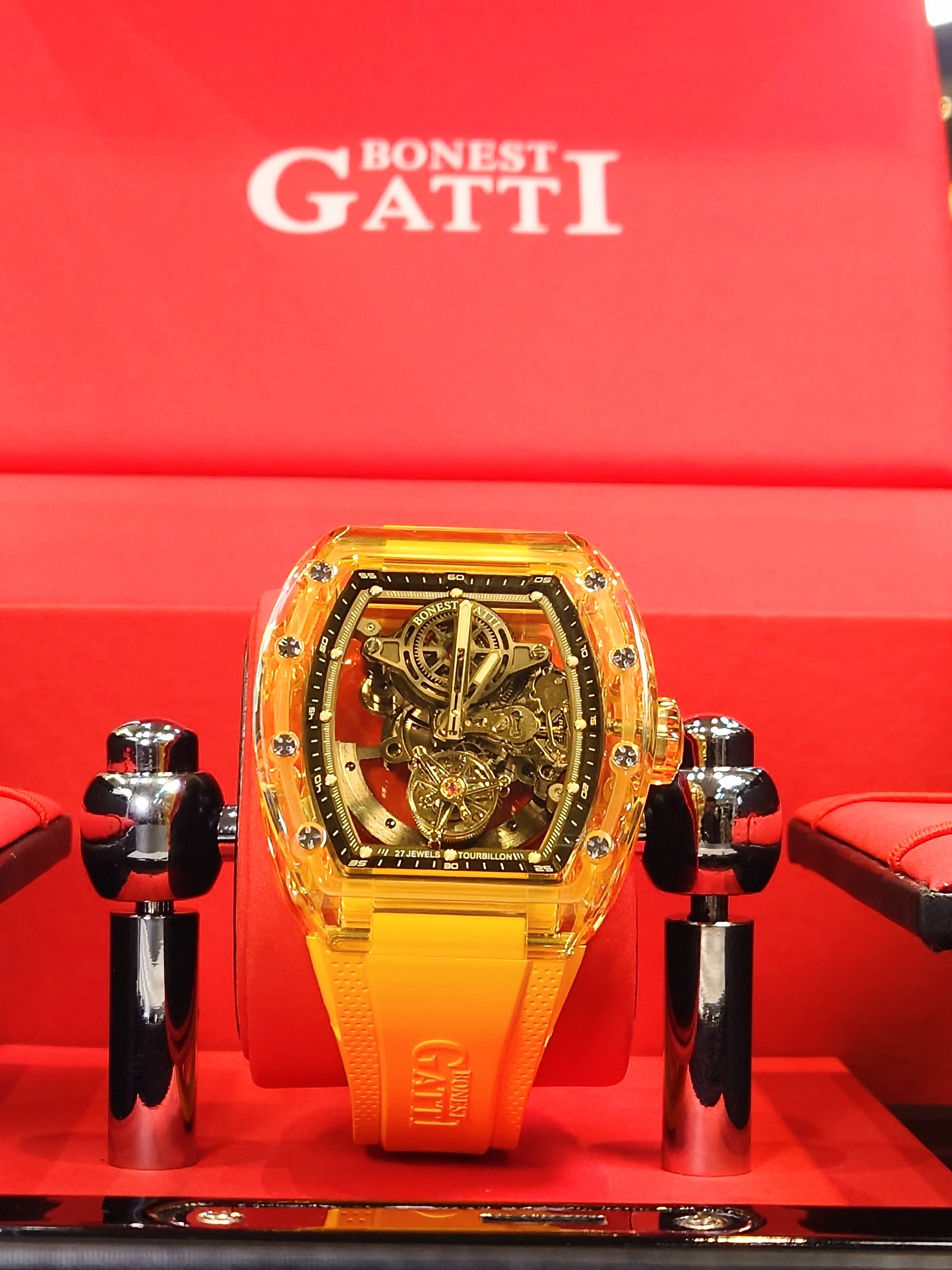 【Bonest Gatti 現貨發售全透視自動陀飛輪】BG7001-R3