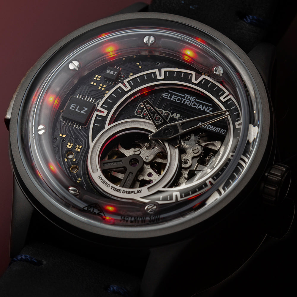 The Electricianz LED 夜燈半鏤空自動錶 Hybrid Mechanical Time Display 系列 E-Gun
