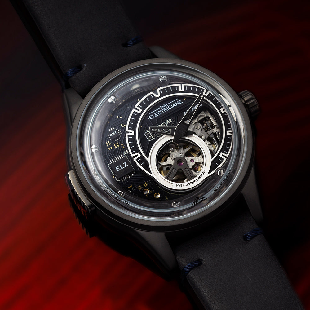 The Electricianz LED 夜燈半鏤空自動錶 Hybrid Mechanical Time Display 系列 E-Gun