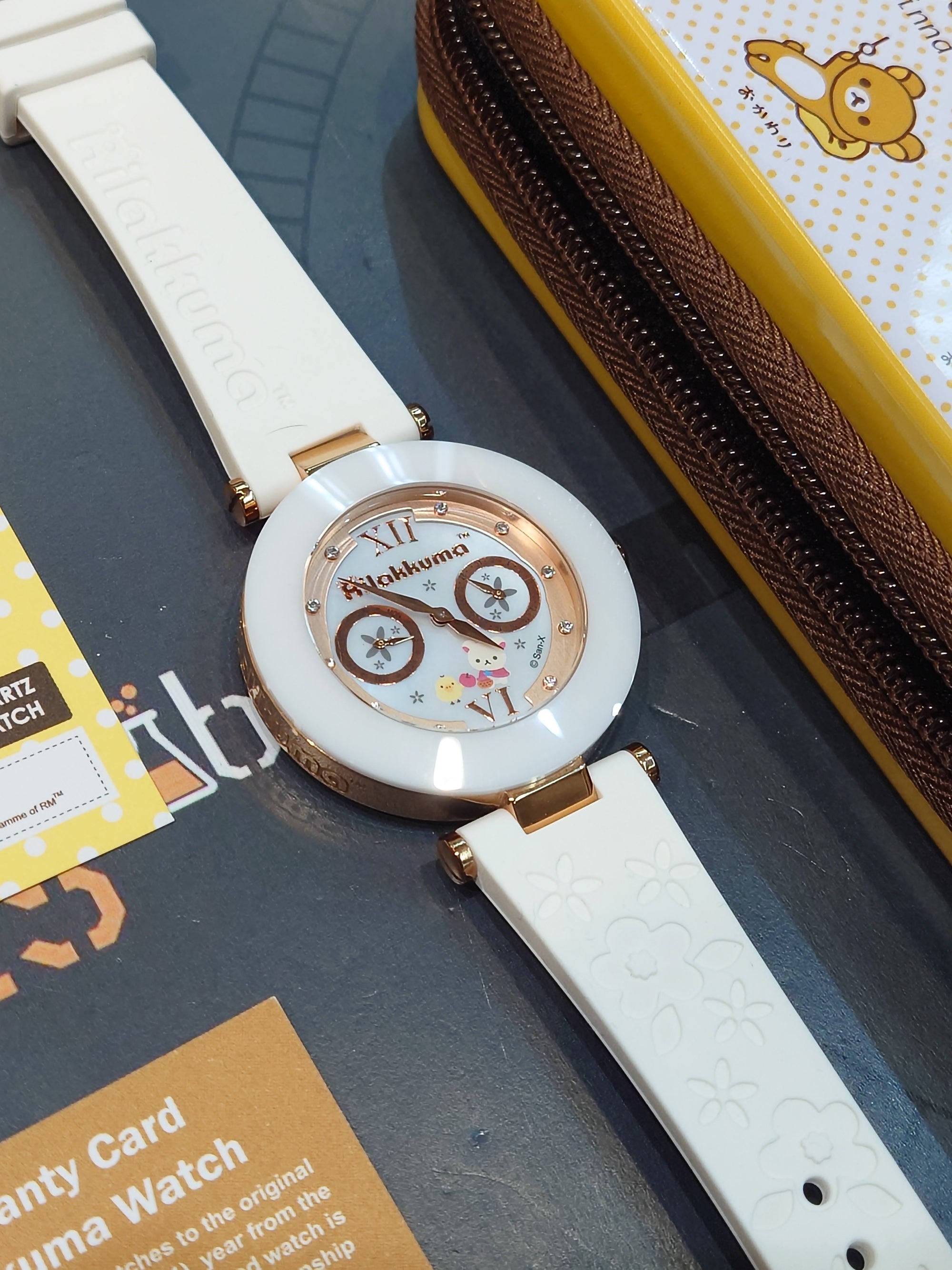 Rilakkuma 鬆弛熊多功能陶瓷石英錶 RK-1048B 金殼