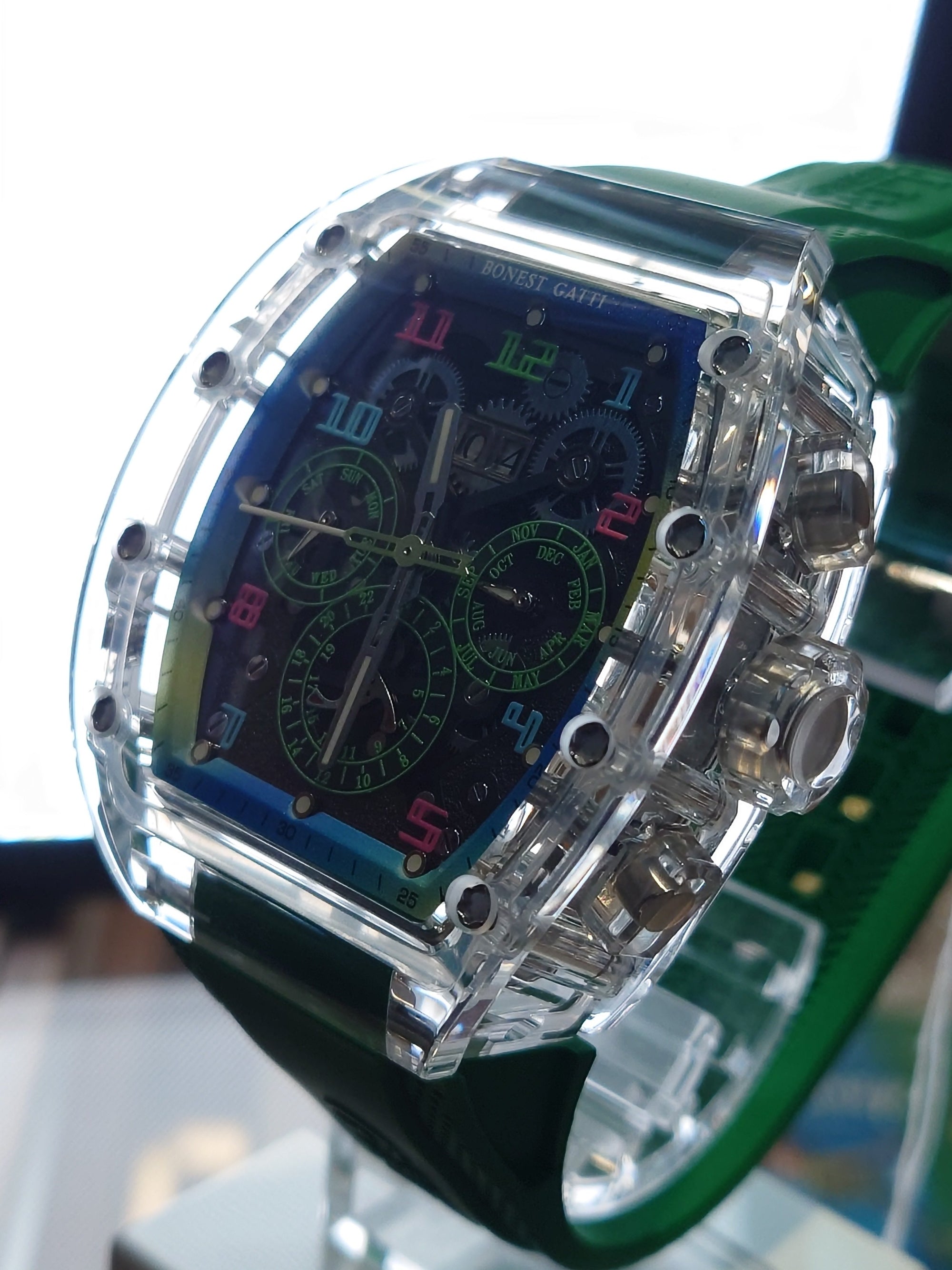Bonest Gatti 酒桶形水晶多功能自動錶 BG6006-R5