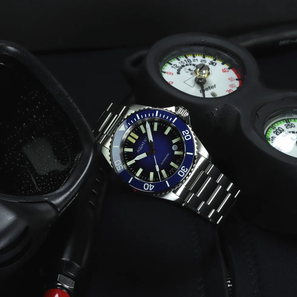 Aquatico Super Ocean Tritium T100 氣燈 潛水機械錶 Blue Dial
