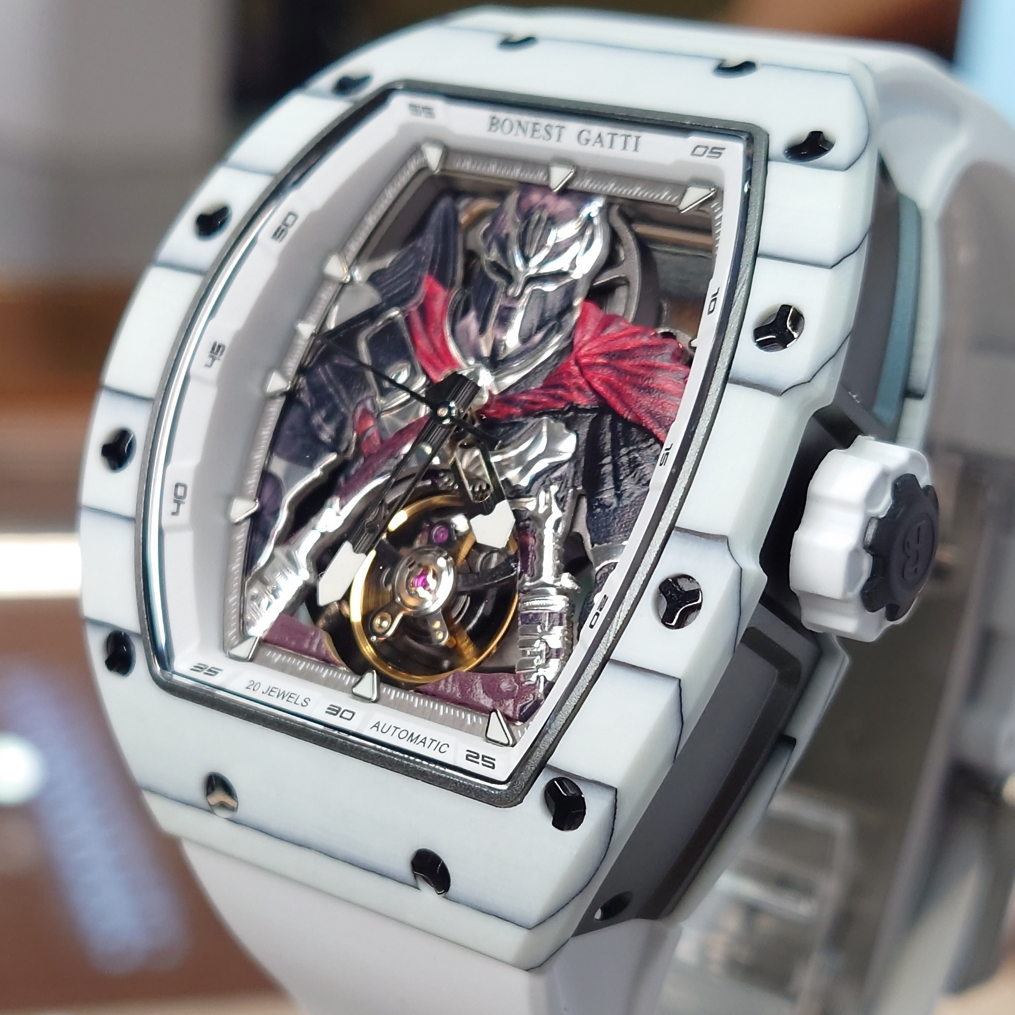 Bonest Gatti 現貨發售 酒桶形夜光碳纖維自動錶 斯巴達勇士-BG9009-R1